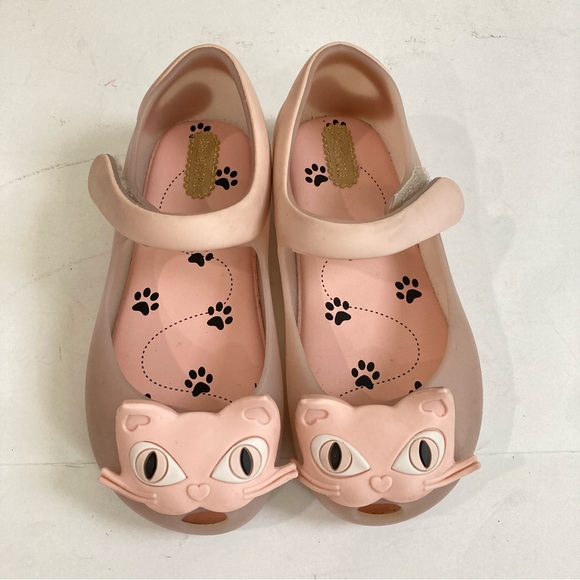 Mini Melissa Ultragirl II Kitty Cat Mary Jane Ballet Flats Light Pink Jelly 10 - Picture 8 of 11